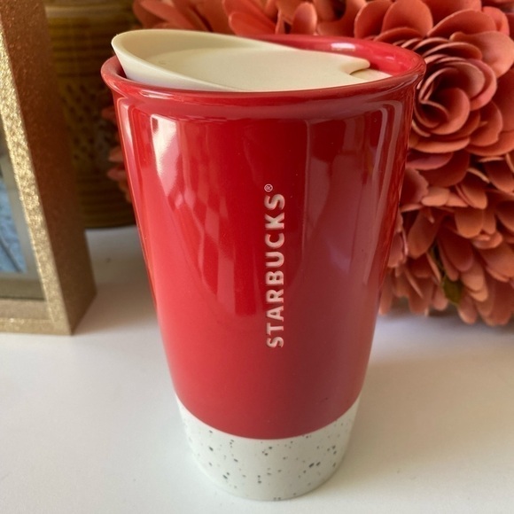 NWT STARBUCKS JOYFUL CHRISTMAS COLLECTION RED CERAMIC TRAVEL TUMBLER - Picture 3 of 5